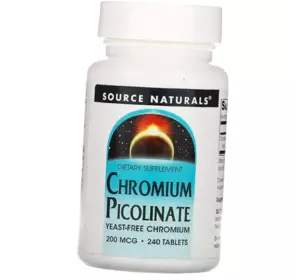 Пиколинат Хрома без дрожжей, Chromium Picolinate, Source Naturals  240таб (36355129)