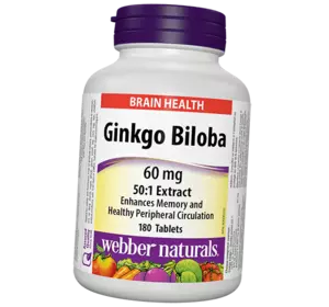 Экстракт Гинкго Билоба, Ginkgo Biloba 60, Webber Naturals  180таб (71485004)