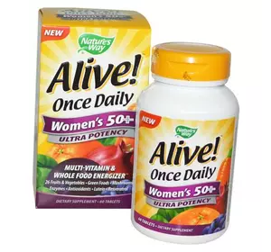 Витамины для женщин после 50 лет, Alive! Once Daily Women's 50+ Ultra Potency, Nature's Way  60таб (36344018)