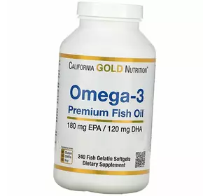 Рыбий Жир премиального качества, Omega-3 Premium Fish Oil, California Gold Nutrition  240гелкапс (67427003)