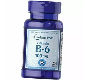 Витамин В6 (Пиридоксин), Vitamin B-6 100, Puritan's Pride  250таб (36367009)