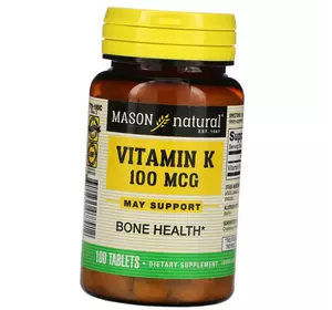 Витамин К, Фитонадион, Vitamin K 100, Mason Natural  100таб (36529065)
