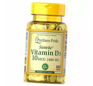 Витамин Д3, Холекальциферол, Vitamin D3 400, Puritan's Pride  100таб (36367014)
