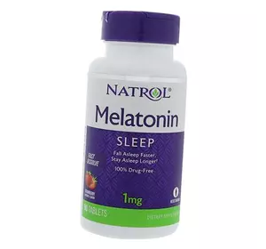 Мелатонин быстрого высвобождения, Melatonin Fast Dissolve 1, Natrol  90таб Клубника (72358006)