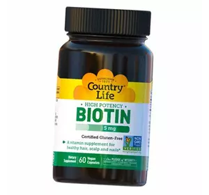 Биотин, Biotin 5000, Country Life  60вегкапс (36124037)