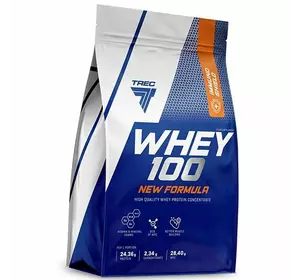 Сывороточный протеин для роста мышц, Whey 100 New Formula, Trec Nutrition  2000г банка Клубника (29101016)