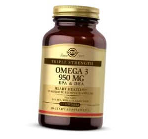 Рыбий жир, Омега 3 Тройной концентрации, Triple Strength Omega-3 950, Solgar  50гелкапс (67313006)