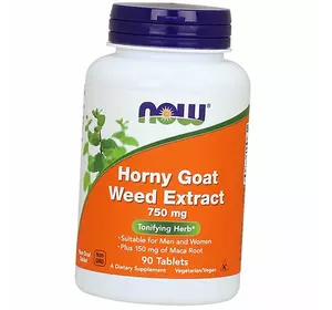 Экстракт Горянки и Мака, Тонизирующее средство для женщин и мужчин, Horny Goat Weed Extract 750, Now Foods  90таб (08128013)
