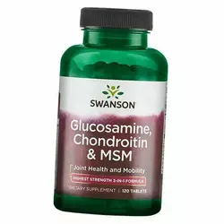 Глюкозамин Хондроитин МСМ Комплекс, Glucosamine Chondroitin & MSM Highest Strength, Swanson  120таб (03280002)