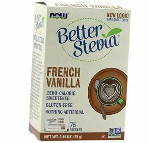 Стевия, подсластитель, не содержащий калорий, Better Stevia Packets, Now Foods  75пак Французская ваниль (05128004)