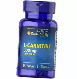 L-карнитин L-тартрат, L-Carnitine 500, Puritan's Pride  60каплет (02095001)