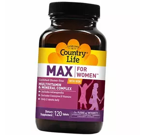 Витамины для женщин с железом, Max for Women with Iron, Country Life  120таб (36124011)
