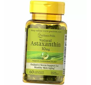 Натуральный Астаксантин, Natural Astaxanthin 10, Puritan's Pride  60гелкапс (70367010)