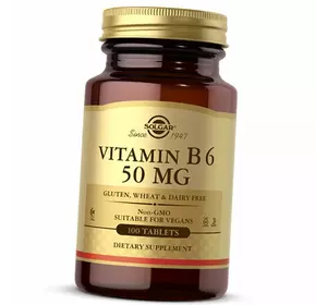 Витамин В6 (Пиридоксин), Vitamin B6 50, Solgar  100таб (36313090)