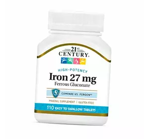 Железо Глюконат, Iron 27, 21st Century  110таб (36440061)
