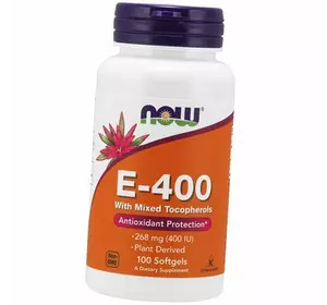 Натуральный Витамин Е, Vitamin E-400, Now Foods  100гелкапс (36128025)