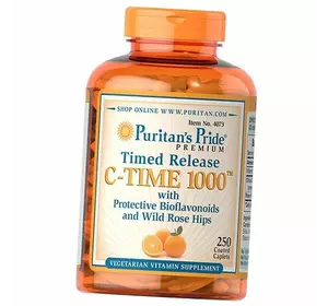 Витамин С с замедленным высвобождением, Vitamin C-1000 with Rose Hips Time Release, Puritan's Pride  250каплет (36367185)