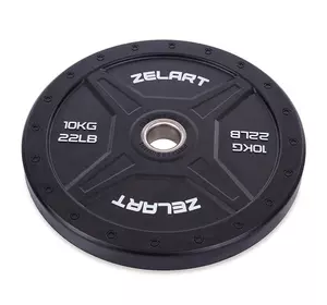 Блины (диски) бамперные для кроссфита Bumper Plates TA-2258   10кг  Черный (58363160)