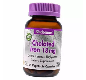 Хелат Железа, Chelated Iron 18, Bluebonnet Nutrition  90вегкапс (36393058)