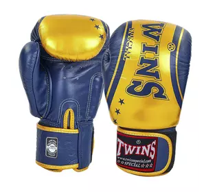 Перчатки боксерские кожаные FBGVL3-TW4 Twins  12oz Сине-золотой (37426151)