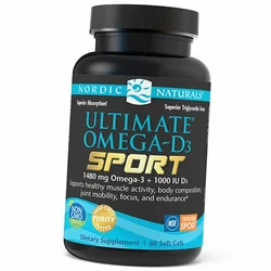 Омега-Д3 Спорт, Ultimate Omega-D3 Sport, Nordic Naturals  60гелкапс Лимон (67352047)