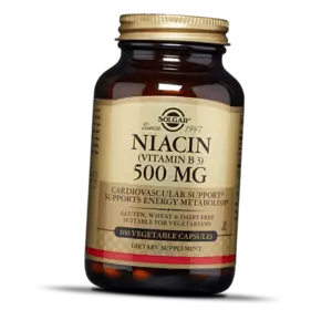 Витамин В3, Никотиновая кислота, Niacin 500, Solgar  250вегкапс (36313202)