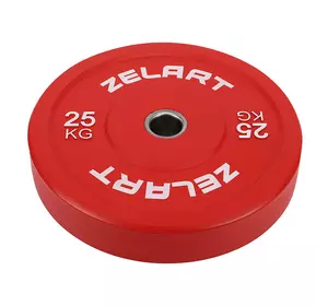 Блины (диски) бамперные для кроссфита резиновые TA-7797 Zelart  25кг  Красный (58363174)