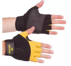 Перчатки для тяжелой атлетики Gel Tech BC-3611 Zelart  L Черно-желтый (07363024)