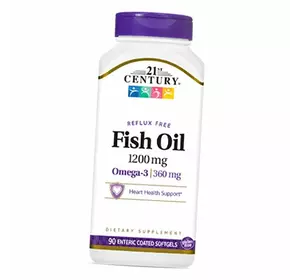 Рыбий жир, Омега 3 для сердца, Fish Oil 1200, 21st Century  90гелкапс (67440006)