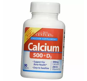 Кальций Д3, Calcium 500 + D3, 21st Century  90каплет (36440074)