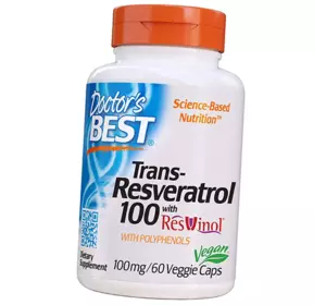 Транс Ресвератрол с Полифенолами, Trans-Resveratrol 100, Doctor's Best  60вегкапс (70327001)