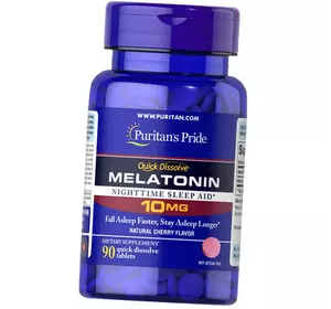 Мелатонин быстрорастворимый, Melatonin 10 Quick Dissolve, Puritan's Pride  90таб Вишня (72367012)