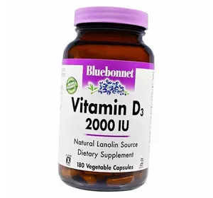 Витамин Д3, Vitamin D3 2000 Caps, Bluebonnet Nutrition  180вегкапс (36393010)