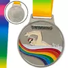 Медаль спортивная с лентой цветная Плавание C-0336     Серебряный (33508328)