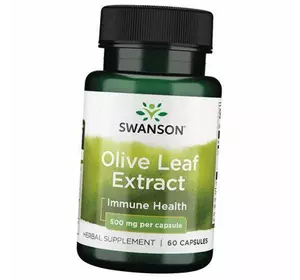 Экстракт Оливковых листьев, Olive Leaf Extract 500, Swanson  60капс (71280029)