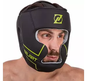 Шлем боксерский с полной защитой кожаный VL-3151 Zelart  XL Черно-салатовый (37363115)