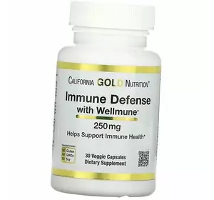Средство для укрепления иммунитета, Бета-глюкан, Immune Defense with Wellmune, California Gold Nutrition  30вегкапс (72427007)
