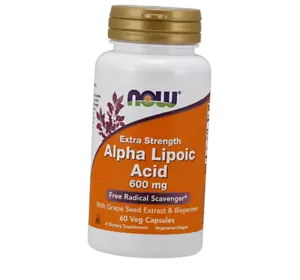 Альфа Липоевая кислота, усиленное действие, Alpha Lipoic Acid 600, Now Foods  60вегкапс (70128006)