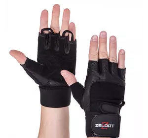 Перчатки для тяжелой атлетики SB-161085 Zelart  M Черный (07363041)