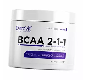 ВСАА, Аминокислоты, Pure BCAA 2:1:1, Ostrovit  200г Без вкуса (28250002)