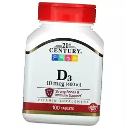 Витамин Д3, Vitamin D3 400, 21st Century  100таб (36440084)