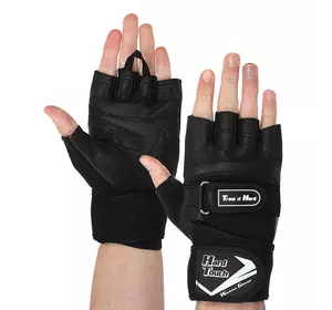 Перчатки для кроссфита и воркаута кожаные BC-9526 Hard Touch  M Черный (07452019)