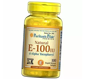 Натуральный Витамин Е, Natural Vitamin E-100, Puritan's Pride  100гелкапс (36367190)