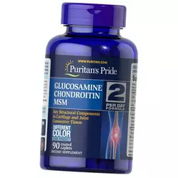 Глюкозамин Хондроитин МСМ, Triple Strength Glucosamine Chondroitin and MSM, Puritan's Pride  90каплет (03367009)