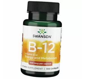 Витамин В12, Цианокобаламин, Vitamin B-12 500, Swanson  100капс (36280065)