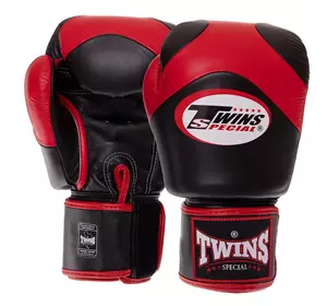 Перчатки боксерские кожаные Velcro BGVL13 Twins  14oz Черно-красный (37426140)