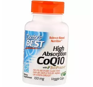 Коэнзим Q10 с Биоперином, High Absorption CoQ10 100, Doctor's Best  30вегкапс (70327012)