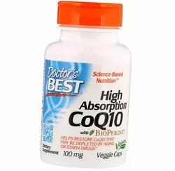 Коэнзим Q10 с Биоперином, High Absorption CoQ10 100, Doctor's Best  30вегкапс (70327012)