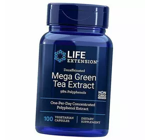Зеленый чай экстракт, Decaffeinated Mega Green Tea Extract, Life Extension  100вегкапс (71346020)