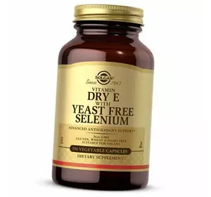 Сухой Витамин Е с Селеном, без дрожжей, Vitamin Dry E with Yeast-Free Selenium, Solgar  100вегкапс (36313186)